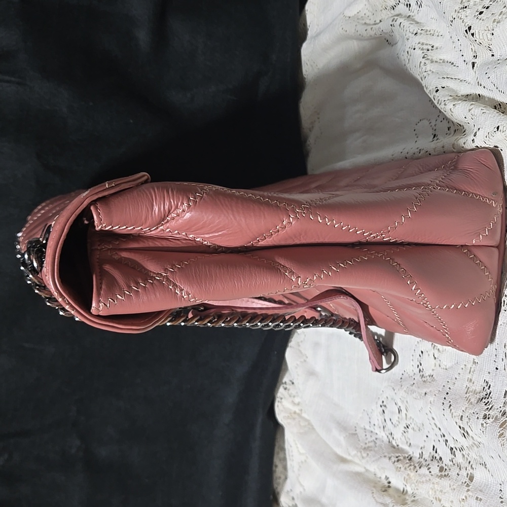 Roberta Rossi Nice Pink Quilted Shoulder Bag with Chain Detailing 15.5Wx9H - Picture 3 of 16